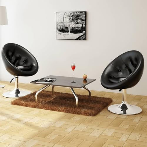 QJBSAVVA Chesterfield Barhocker 2er Set Schwarz Höhenverstellbare Cocktailsessel mit Gasdruckfeder Modernes Design für Bar Küche und Wohnzimmer von QJBSAVVA