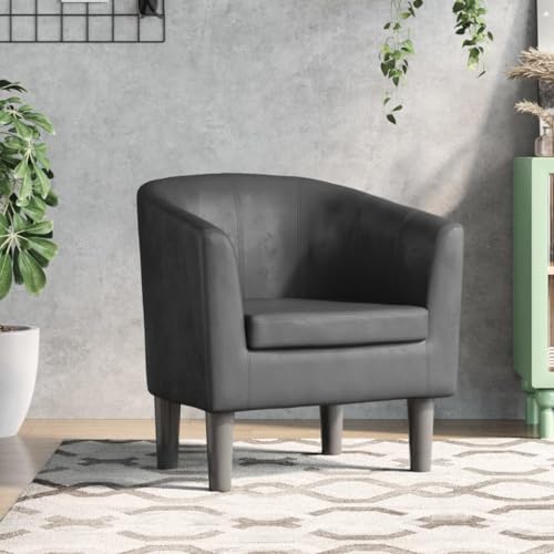 QJBSAVVA Clubsessel Grau Moderner Sessel aus Kunstleder mit Polsterung Robuste Holzstruktur Bequem für Wohnzimmer Schlafzimmer und Büro 70 x 56 x 68 cm von QJBSAVVA