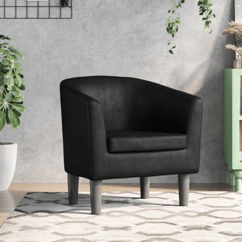 QJBSAVVA Clubsessel Schwarz Moderner Sessel aus Kunstleder mit Bequemer Polsterung 70 x 56 x 68 cm Robuste Holzstruktur für Wohnzimmer Schlafzimmer und Büro von QJBSAVVA
