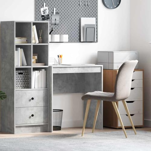 QJBSAVVA Computertisch Grau Moderner Schreibtisch mit Schublade Betonoptik 70 x 40 x 76 cm Langlebiges MDF Platzsparend für Homeoffice und Studierzimmer von QJBSAVVA