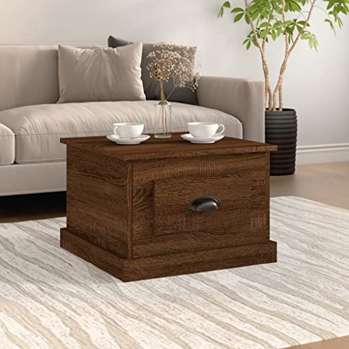 QJBSAVVA Couchtisch, Druckertisch Bartisch Konsolentisch Schmal Sideboard Geeignet für Zuhause Schlafzimmer Eingangsbereich College-Schlafsaal Braun Eichen-Optik 50x50x35 cm Holzwerkstoff von QJBSAVVA