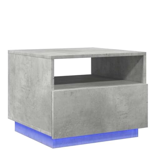 QJBSAVVA Couchtisch Modern Sofatisch Beistelltisch Esstisch Beistelltisch Wohnzimmer - Couchtisch mit LED-Leuchten Betongrau 50x49x40 cm für Küche Garten Wohnzimmer Balkon von QJBSAVVA