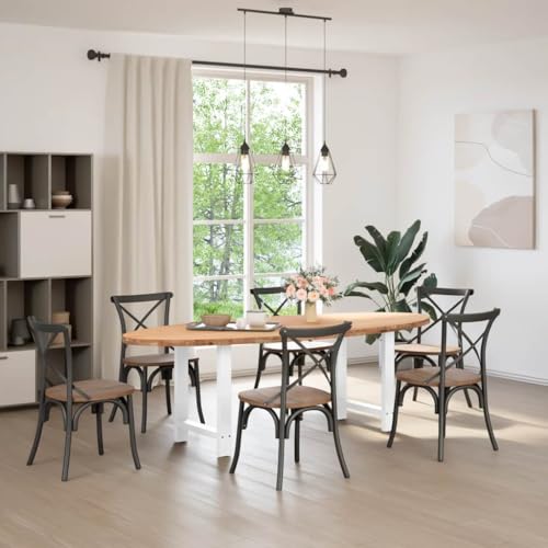 QJBSAVVA Dining Tables Küchentisch Klein Gartentisch Klein Esszimmertische - Esstisch Hellbraun 240x100x74 cm Massivholz Eiche Oval für Camping Living Room Balcony Dining Room von QJBSAVVA