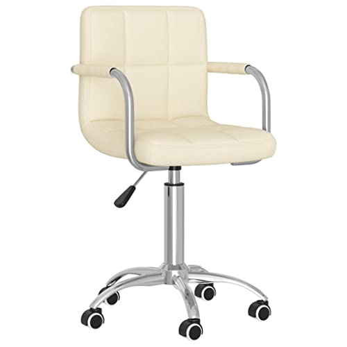QJBSAVVA Drehbarer Esszimmerstuhl Creme Stoff Moderner Küchenstuhl mit Gasdruckfeder Höhenverstellbar 360 Grad Drehfunktion Bequem & Langlebig für Esszimmer Küche und Wohnzimmer von QJBSAVVA