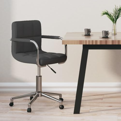 QJBSAVVA Drehstuhl Bürostuhl aus Stoff Dunkelgrau mit Gasdruckfeder 360 Grad Drehfunktion und Rollen für Home Office und Schlafzimmer von QJBSAVVA