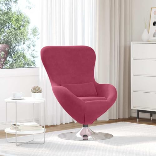 QJBSAVVA Drehstuhl Burgunderrot Moderner Drehsessel mit Ergonomischer Rückenlehne und Weicher Sitzfläche aus Polyester für Wohnzimmer Büro und Schlafzimmer von QJBSAVVA