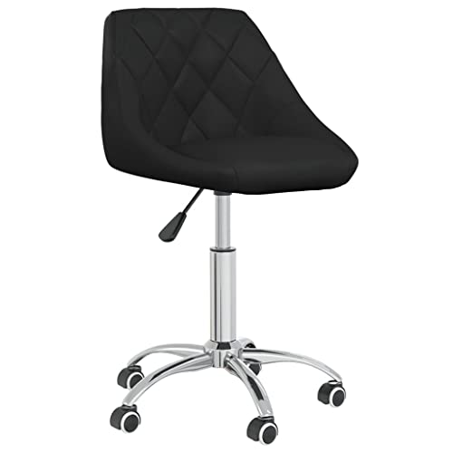 QJBSAVVA Drehstuhl Schwarz Kunstleder Esszimmerstuhl Höhenverstellbar mit 360 Grad Drehfunktion und Rollen Modernes Design für Küche Wohnzimmer und Büro von QJBSAVVA