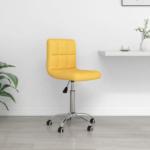 QJBSAVVA Drehstuhl Senfgelb Bürostuhl aus Stoff mit Gasdruckfeder Höhenverstellbarer Schreibtischstuhl mit Rollen für Home Office und Wohnzimmer 40 x 47 x 74,5-86 cm von QJBSAVVA