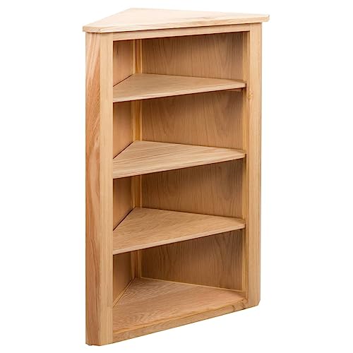QJBSAVVA Eckregal aus Massivholz Eiche 59 x 36 x 100 cm Robuster Eckschrank mit Stauraum für Bücher Deko und Haushaltswaren Kombinierbar mit Eckschrank 247040 von QJBSAVVA
