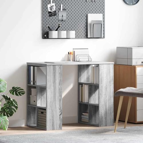 QJBSAVVA Eckschreibtisch Grau Sonoma Moderner Schreibtisch mit Stauraum aus Stabiler Spanplatte für Homeoffice und Büro Platzsparend und Robust von QJBSAVVA