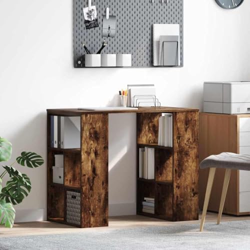 QJBSAVVA Eckschreibtisch aus massiver Eiche Geräucherte Eiche Modernes Design mit Großzügigen Regalen Robuster Schreibtisch für Homeoffice und Büro QJBSAVVA Eckschreibtisch aus massiver Eiche Geräucherte Eiche Modernes Design mit Großzügigen Regalen Robuster Schreibtisch für Homeoffice und Büro von QJBSAVVA