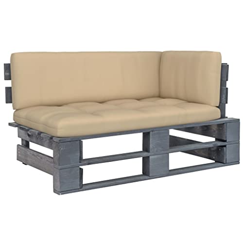 QJBSAVVA Ecksofa Paletten Kiefernholz Grau 110 x 65 x 55 cm Inkl. Beige Kissen Modular Langlebig für Garten Balkon und Terrasse QJBSAVVA Ecksofa Paletten Kiefernholz Grau 110 x 65 x 55 cm Inkl. Beige Kissen Modular Langlebig für Garten Balkon und Terrasse von QJBSAVVA