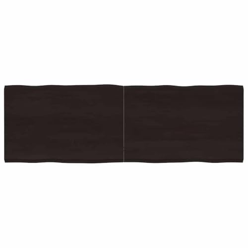 QJBSAVVA Eichenholz Tischplatte 180x60x2-4 cm Massivholz mit Baumkante Dunkelbraun Robuste Outdoor Arbeitsplatte oder Schreibtischplatte, für Küche Garten Büro von QJBSAVVA