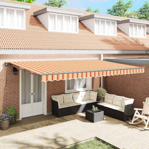 QJBSAVVA Einziehbare Markise Gelb und Orange 500x300 cm aus Hochwertigem Polyester mit PU-Beschichtung und Aluminiumrahmen Modernes Design mit Verstellbarem Schattenwinkel QJBSAVVA Einziehbare Markise Gelb und Orange 500x300 cm aus Hochwertigem Polyester mit PU-Beschichtung und Aluminiumrahmen Modernes Design mit Verstellbarem Schattenwinkel von QJBSAVVA