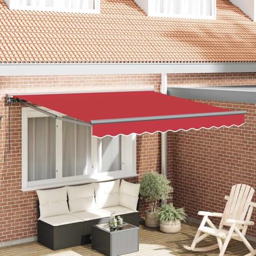 QJBSAVVA Einziehbare Markise Rot 350x250 cm aus hochwertigem Gewebe mit UV-Schutz und manueller Verstellung für Balkon Terrasse und Garten QJBSAVVA Einziehbare Markise Rot 350x250 cm aus hochwertigem Gewebe mit UV-Schutz und manueller Verstellung für Balkon Terrasse und Garten von QJBSAVVA