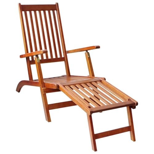 QJBSAVVA Essstühle Liegestuhl Garten Relax Gartenstuhl Outdoor Liege - Liegestuhl mit Fußstütze und Auflage Akazie Massivholz für Outdoor Lounge Garten Strand von QJBSAVVA
