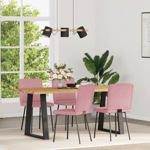QJBSAVVA Essstühle Schminktisch Stuhl Gartenstühle Küchenstühle - Esszimmerstühle 4 STK. Rosa Samt für Schlafzimmer Büro Arbeitszimmer Esszimmer von QJBSAVVA