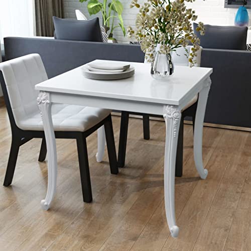 QJBSAVVA Esstisch Hochglanz Weiß 80 x 80 x 76 cm Quadratischer Küchentisch aus MDF mit Plastikbeinen Elegantes Design für Esszimmer Balkon und Outdoor von QJBSAVVA