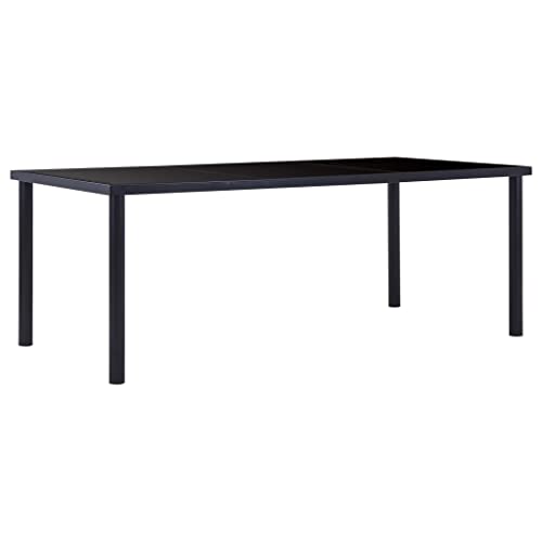 QJBSAVVA Esstisch Schwarz 200 x 100 x 75 cm Moderner Tisch mit gehärtetem Glas und Metallrahmen für Küche Esszimmer oder Outdoor Bereich von QJBSAVVA
