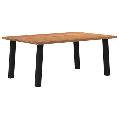 QJBSAVVA Esstisch aus Massivholz Eiche 180 x 120 x 74 cm Naturkante Rechteckiger Küchentisch mit verstellbaren Füßen Robustes Design für Esszimmer Wohnzimmer und Garten von QJBSAVVA