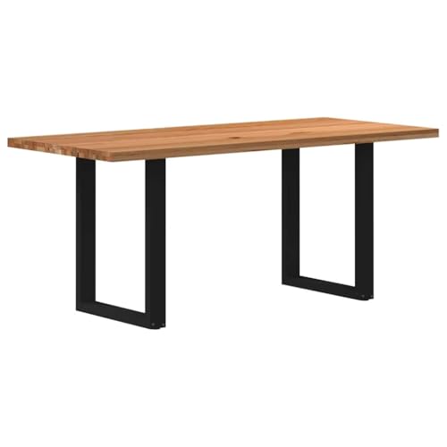 QJBSAVVA Esstisch aus Massivholz Eiche 180 x 90 x 74 cm Rechteckiger Küchentisch mit Stahlgestell Robuste Tischplatte und Verstellbare Füße für Esszimmer Wohnzimmer oder Balkon von QJBSAVVA