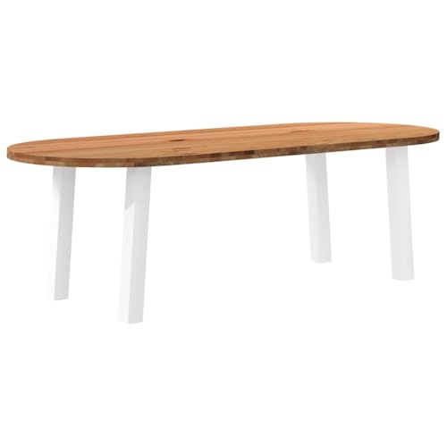 QJBSAVVA Esstisch aus Massivholz Eiche Oval 240x100x74 cm Robuster Küchentisch mit Stahlbeinen Hellbraun Naturmuster für Esszimmer Küche und Garten QJBSAVVA Esstisch aus Massivholz Eiche Oval 240x100x74 cm Robuster Küchentisch mit Stahlbeinen Hellbraun Naturmuster für Esszimmer Küche und Garten von QJBSAVVA