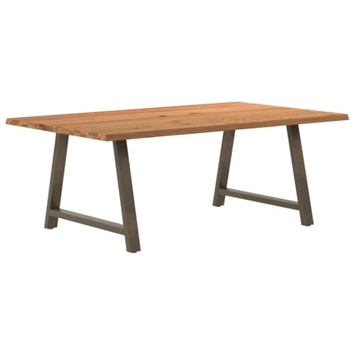 QJBSAVVA Esstisch aus massiver Eiche 200 x 120 x 74 cm Naturkanten Design Robust & Langlebig mit verstellbaren Füßen Rechteckiger Küchentisch für Esszimmer Wohnzimmer und Garten von QJBSAVVA