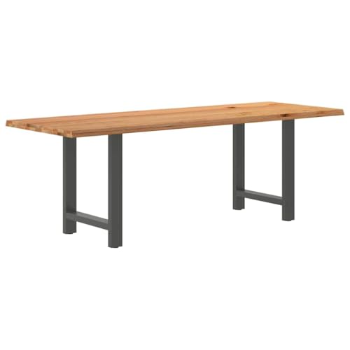 QJBSAVVA Esstisch aus massiver Eiche 220 x 80 x 74 cm Rechteckiger Küchentisch mit H förmigen Stahlbeinen Robust & Langlebig für Esszimmer Küche und Garten von QJBSAVVA