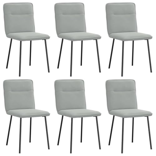 QJBSAVVA Esszimmer Sessel Schminktisch Stuhl Gartenstuhl Balkonstühle - Esszimmerstühle 6 STK. Hellgrau Samt für Esszimmer Büro Garten Schlafzimmer von QJBSAVVA