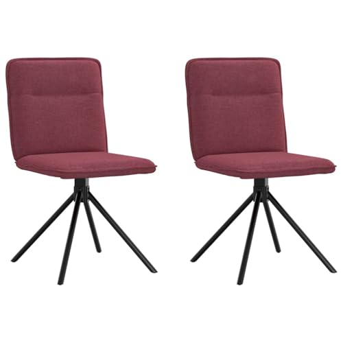 QJBSAVVA Esszimmerstühle 2 STK. Weinrot Stoff Drehstühle mit 360 Grad Rotation Ergonomische Sitzfläche & Rückenlehne aus Polyester & Metallgestell Bequem & Stabil für Küche Wohnzimmer Essbereich von QJBSAVVA