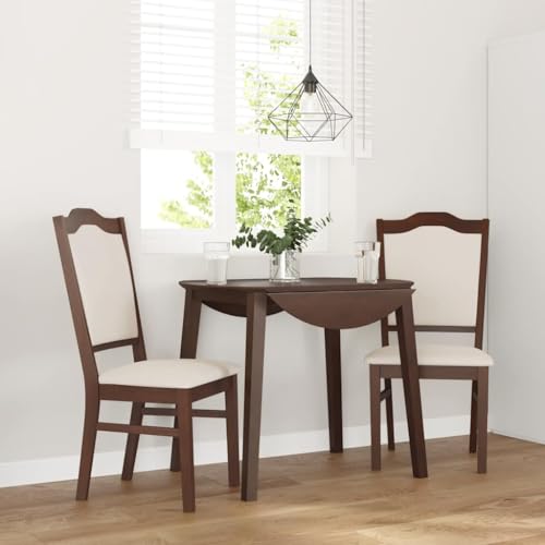 QJBSAVVA Esszimmerstühle 2 Stück Braun Massivholz Gummibaum mit Kissen Bequeme Ergonomische Stühle für Esszimmer Küche und Wohnzimmer 50.5 x 54.5 x 105.5 cm von QJBSAVVA