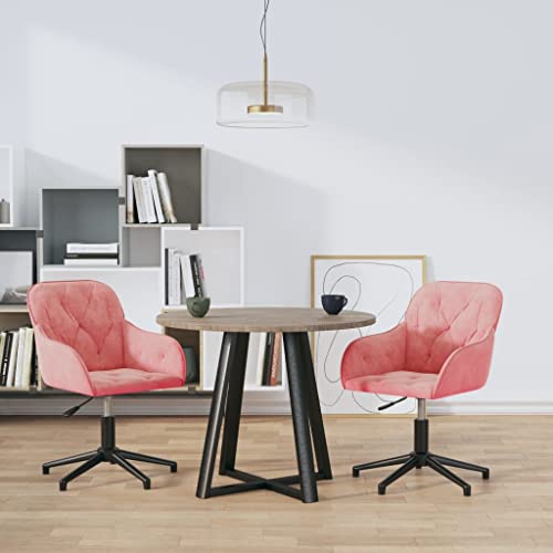 QJBSAVVA Esszimmerstühle 2 Stück Drehbar Rosa Samt Höhenverstellbare Küchenstühle mit Armlehnen Weicher Polsterung und Metallgestell für Wohnzimmer Esszimmer von QJBSAVVA
