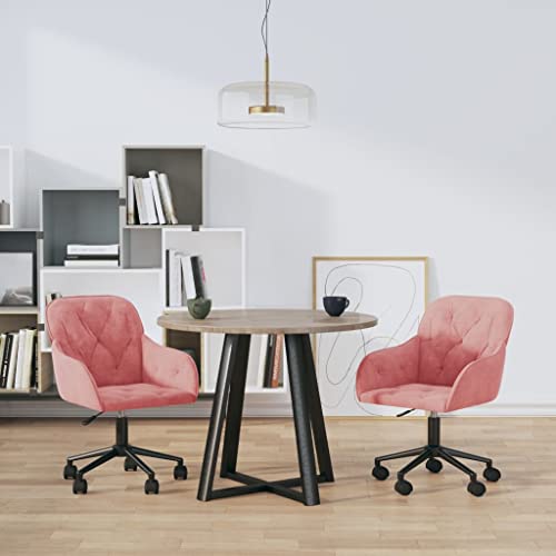 QJBSAVVA Esszimmerstühle 2 Stück Drehbar Rosa Samt Höhenverstellbare Küchenstühle mit Rollen und Armlehnen für Esszimmer Wohnzimmer und Büro von QJBSAVVA
