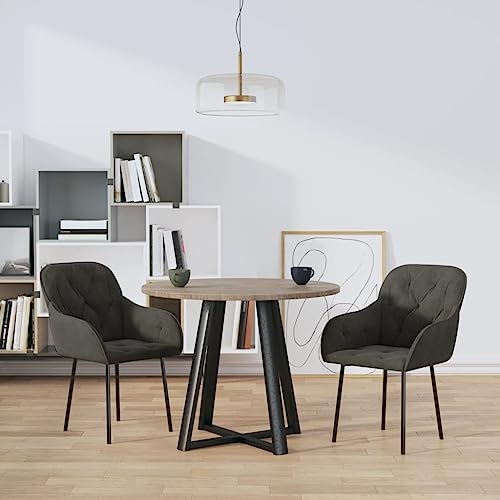QJBSAVVA Esszimmerstühle 2 Stück Dunkelgrau Samt mit Metallrahmen und Polsterung Bequeme Küchenstühle mit Armlehnen für Esszimmer Wohnzimmer und Schlafzimmer von QJBSAVVA