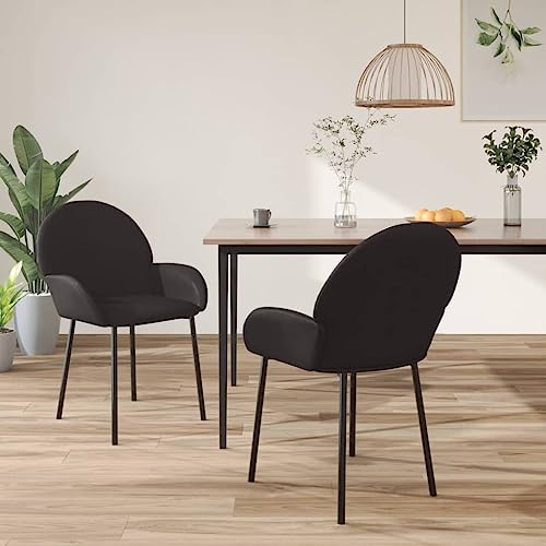 QJBSAVVA Esszimmerstühle 2 Stück Schwarz Kunstleder Moderne Dining Chairs mit Armlehnen Ergonomisch & Langlebig für Küche Wohnzimmer und Essbereich von QJBSAVVA