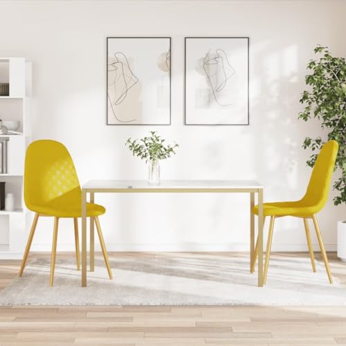 QJBSAVVA Esszimmerstühle 2 Stück Senfgelb Samt mit Polsterung und Verchromten Beinen Bequeme Küchenstühle für Esszimmer und Wohnzimmer 45 x 53,5 x 83 cm von QJBSAVVA