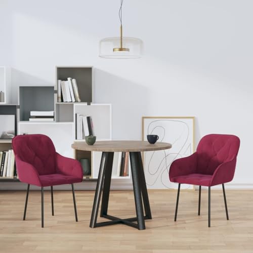 QJBSAVVA Esszimmerstühle 2 Stück Weinrot Samt Modernes Design mit Metallrahmen und Schaumstoffpolsterung Bequem & Stabil für Küche Wohnzimmer und Essbereich von QJBSAVVA