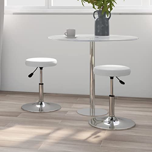 QJBSAVVA Esszimmerstühle 2 Stück Weiß Kunstleder Höhenverstellbar mit Gasdruckfeder Drehbare Küchenstühle für Esszimmer Küche und Wohnzimmer von QJBSAVVA