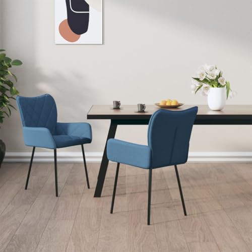 QJBSAVVA Esszimmerstühle 2er Set Blau Stoff Modernes Design mit Armlehnen und Schaumstoffpolsterung Robuste Metall-Sperrholz Konstruktion 55 x 58 x 82 cm Bequeme Sitzgelegenheit für Küche QJBSAVVA Esszimmerstühle 2er Set Blau Stoff Modernes Design mit Armlehnen und Schaumstoffpolsterung Robuste Metall-Sperrholz Konstruktion 55 x 58 x 82 cm Bequeme Sitzgelegenheit für Küche von QJBSAVVA