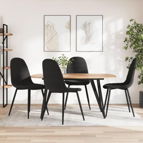 QJBSAVVA Esszimmerstühle 4 Stück Schwarz Samt Moderne Küchenstühle mit Polsterung und Metallbeinen Bequem & Stabil für Esszimmer Wohnzimmer und Küche von QJBSAVVA