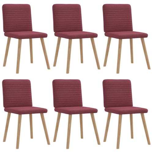 QJBSAVVA Esszimmerstühle 6 STK. Weinrot Stoff Bequeme Polsterstühle mit Metall-Gestell und Schaumstoff-Füllung für Küche Wohnzimmer und Gästezimmer von QJBSAVVA