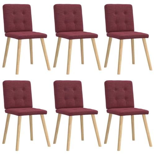 QJBSAVVA Esszimmerstühle 6 STK. Weinrot Stoff Modernes Design mit Robustem Metall-Gestell und Bequemer Schaumstoffpolsterung 45 x 54 x 86 cm für Esszimmer Wohnzimmer und Gästezimmer von QJBSAVVA