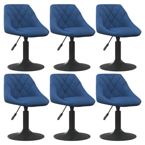 QJBSAVVA Esszimmerstühle 6 Stück Drehbar Blau Samt Höhenverstellbare Drehstühle mit Gasdruckfeder Modernes Design für Küche Wohnzimmer und Essbereich von QJBSAVVA