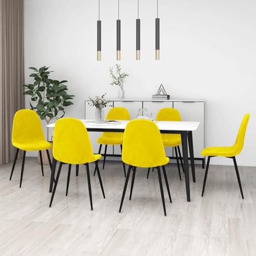 QJBSAVVA Esszimmerstühle 6 Stück Senfgelb Samt Bequeme Polsterstühle mit Metallbeinen Ergonomisches Design für Küche Wohnzimmer und Essbereich von QJBSAVVA