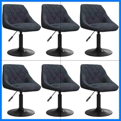 QJBSAVVA Esszimmerstühle 6er Set Drehstühle mit Samtbezug Höhenverstellbar Modernes Design Dunkelgrau für Küche Wohnzimmer und Essbereich von QJBSAVVA
