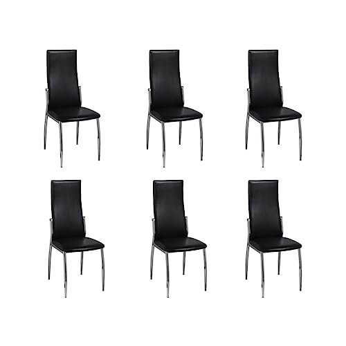 QJBSAVVA Esszimmerstühle 6er Set Schwarz Moderne Kunstleder Stühle mit Chrombeinen Ergonomisch & Bequem für Küche Esszimmer und Wohnzimmer QJBSAVVA Esszimmerstühle 6er Set Schwarz Moderne Kunstleder Stühle mit Chrombeinen Ergonomisch & Bequem für Küche Esszimmer und Wohnzimmer von QJBSAVVA