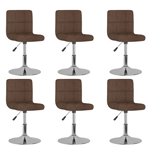 QJBSAVVA Esszimmerstühle Set 6 Stück Drehstühle mit Gasdruckfeder Höhenverstellbar 360 Grad Drehbar Modernes Design Brauner Stoffbezug Verchromtes Stahlgestell für Küche Wohnzimmer Essbereich QJBSAVVA Esszimmerstühle Set 6 Stück Drehstühle mit Gasdruckfeder Höhenverstellbar 360 Grad Drehbar Modernes Design Brauner Stoffbezug Verchromtes Stahlgestell für Küche Wohnzimmer Essbereich von QJBSAVVA