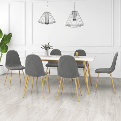 QJBSAVVA Esszimmerstühle Set aus 6 Stück Hellgrauer Samt mit Chromgold Beinen Bequeme Polsterstühle für Küche Wohnzimmer und Essbereich 45 x 53.5 x 83 cm QJBSAVVA Esszimmerstühle Set aus 6 Stück Hellgrauer Samt mit Chromgold Beinen Bequeme Polsterstühle für Küche Wohnzimmer und Essbereich 45 x 53.5 x 83 cm von QJBSAVVA