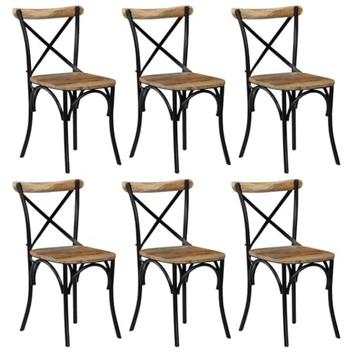 QJBSAVVA Esszimmerstühle Set aus Massivem Mangoholz und Stahlrahmen 6 Stück Klassische Design mit Offener Rückenlehne Robust und Langlebig für Esszimmer Küche und Wohnzimmer QJBSAVVA Esszimmerstühle Set aus Massivem Mangoholz und Stahlrahmen 6 Stück Klassische Design mit Offener Rückenlehne Robust und Langlebig für Esszimmer Küche und Wohnzimmer von QJBSAVVA