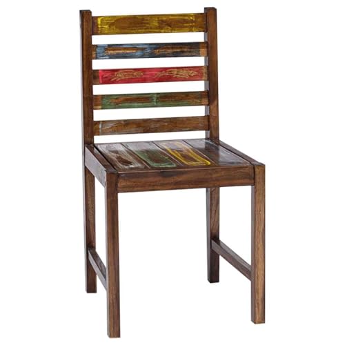 QJBSAVVA Esszimmerstühle aus Massivem Altholz 2er Set Vintage Design Handgefertigt aus Recyceltem Holz 45 x 45 x 86 cm Einzigartige Farbvariationen für Küche Wohnzimmer und Essbereich von QJBSAVVA